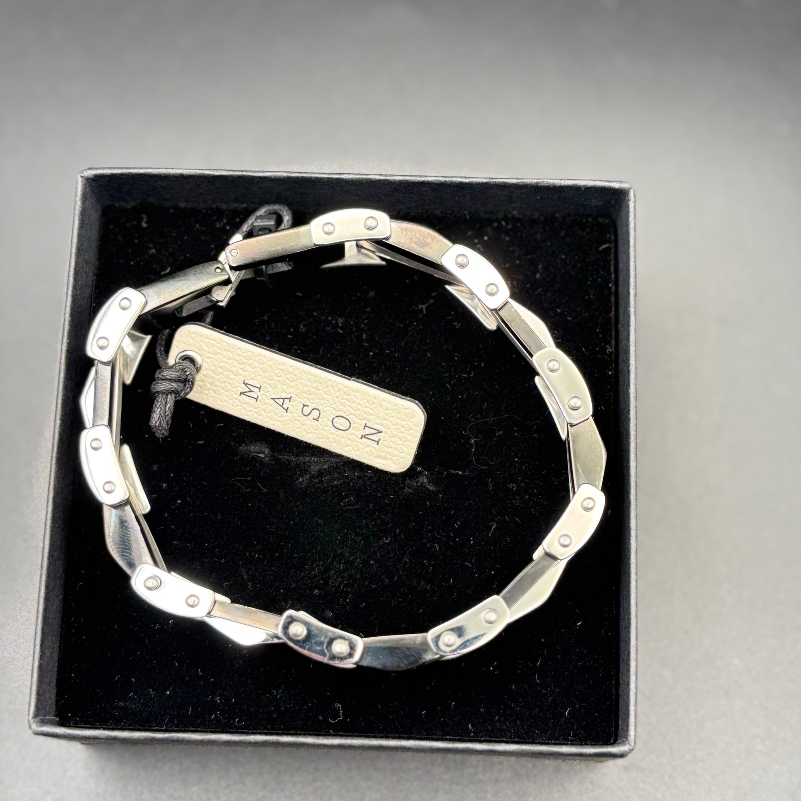 Mason Parker Mens Twotone Stainless Steel Link Bracelet Gunmetal  Silver Finish